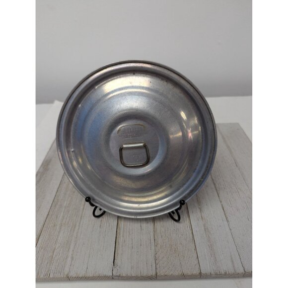 Vintage Aluminum Mirro Safety Ring Pot Cover Round Metal Lid 7 3/4" - Picture 1 of 6